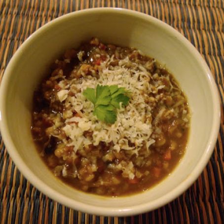 BARLEY - Tomato, Barley and Pecorino Soup - Slow Cooker
